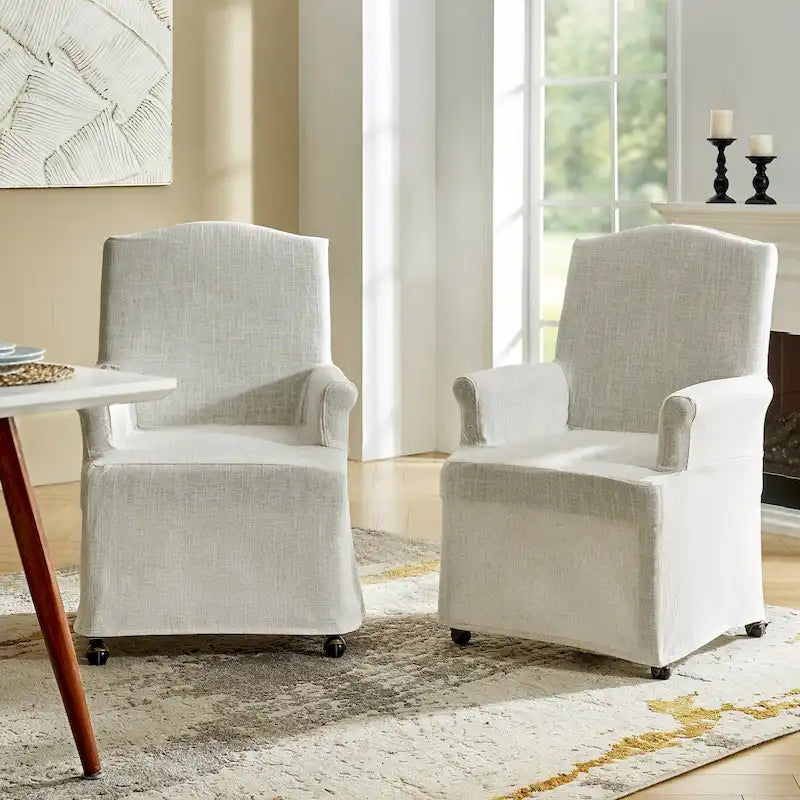 Set of 2 Alethea Upholstered Dining Chairs with Slipcovers and Solid Wood Legs by HULALA HOME 37