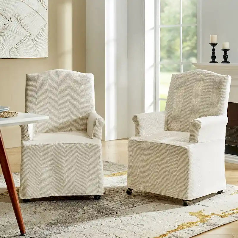 Set of 2 Alethea Upholstered Dining Chairs with Slipcovers and Solid Wood Legs by HULALA HOME 39