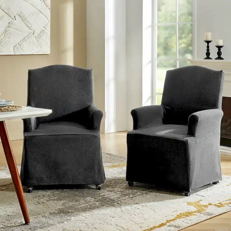 Set of 2 Alethea Upholstered Dining Chairs with Slipcovers and Solid Wood Legs by HULALA HOME 40