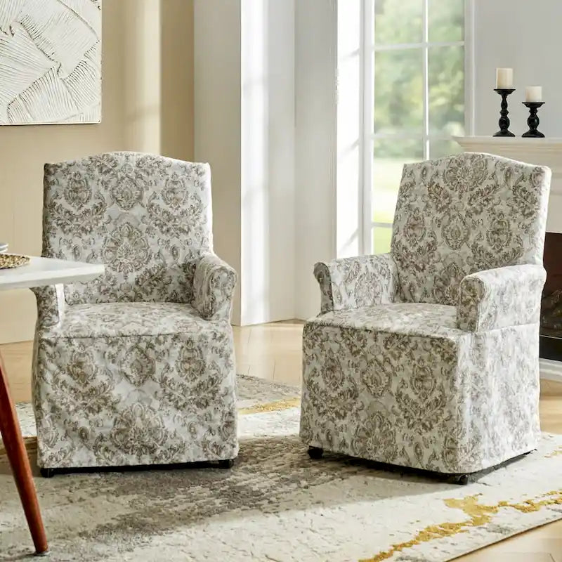 Set of 2 Alethea Upholstered Dining Chairs with Slipcovers and Solid Wood Legs by HULALA HOME 4