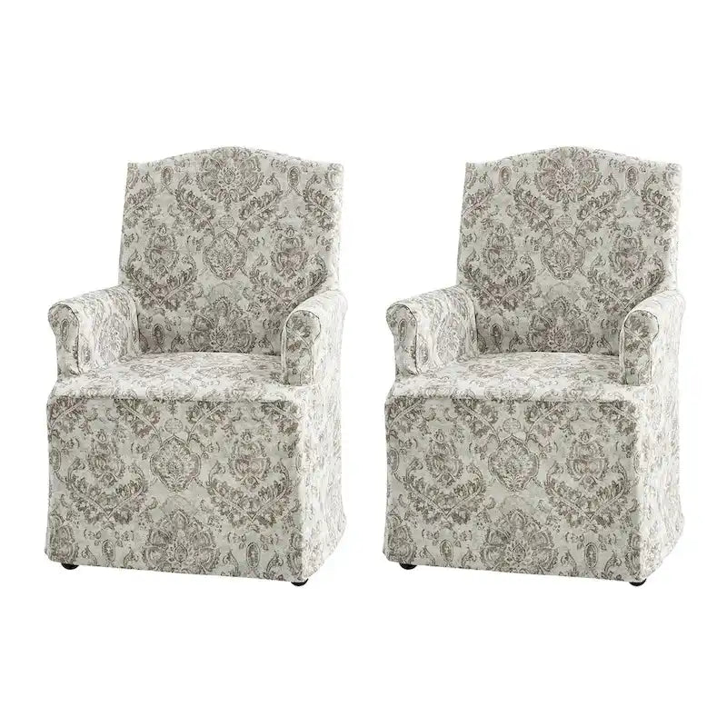 Set of 2 Alethea Upholstered Dining Chairs with Slipcovers and Solid Wood Legs by HULALA HOME 5