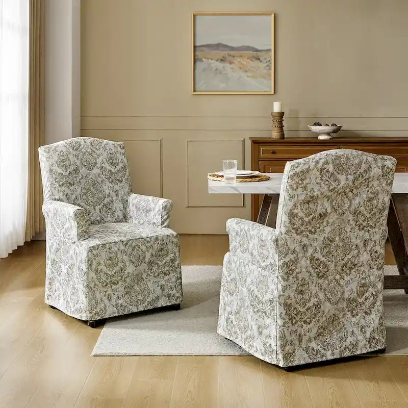 Set of 2 Alethea Upholstered Dining Chairs with Slipcovers and Solid Wood Legs by HULALA HOME 6