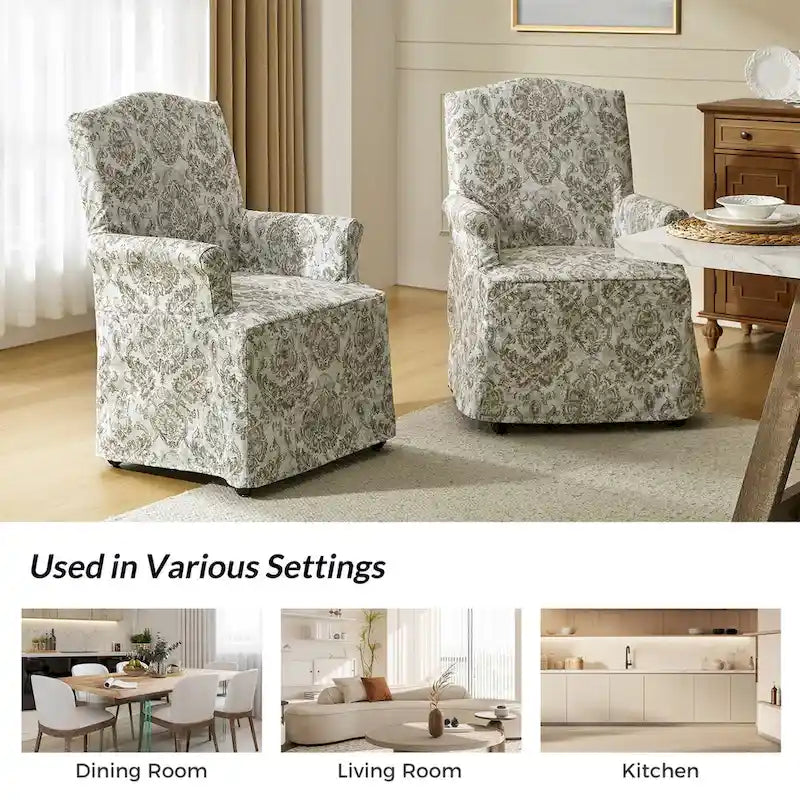Set of 2 Alethea Upholstered Dining Chairs with Slipcovers and Solid Wood Legs by HULALA HOME 10