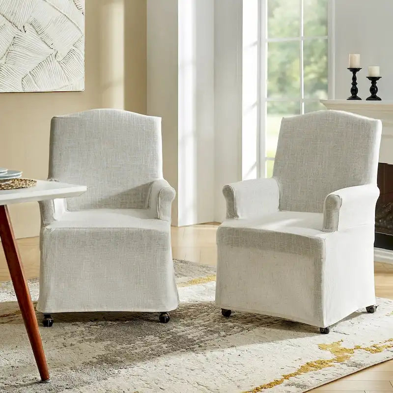 Set of 2 Alethea Upholstered Dining Chairs with Slipcovers and Solid Wood Legs by HULALA HOME 12