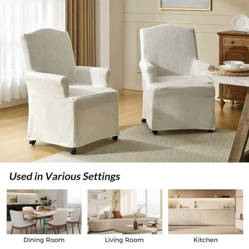 Set of 2 Alethea Upholstered Dining Chairs with Slipcovers and Solid Wood Legs by HULALA HOME 18