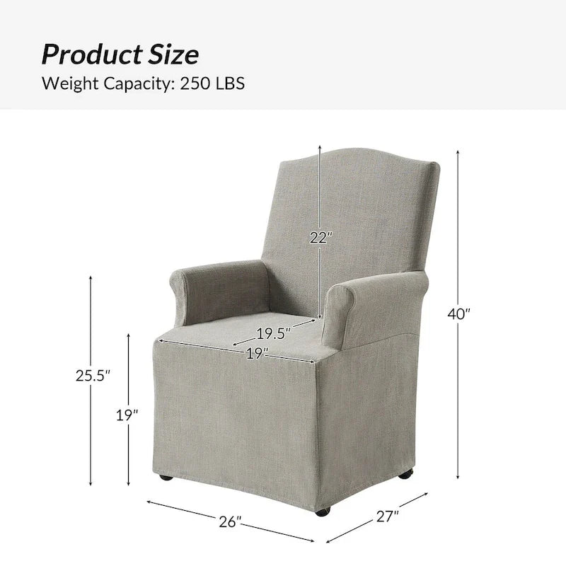 Set of 2 Alethea Upholstered Dining Chairs with Slipcovers and Solid Wood Legs by HULALA HOME 27