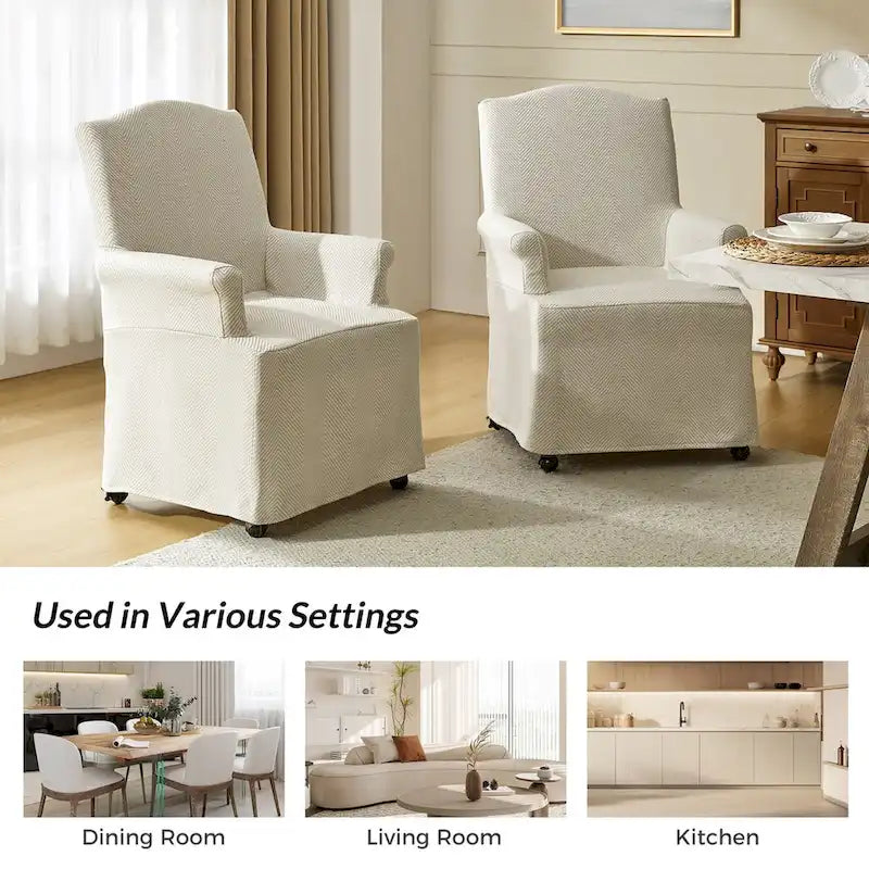 Set of 2 Alethea Upholstered Dining Chairs with Slipcovers and Solid Wood Legs by HULALA HOME 31