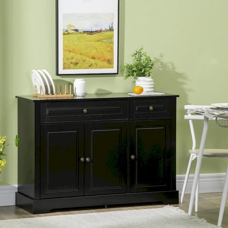 Modern Sideboard Buffet Cabinet with 2 Drawers and Adjustable Shelves - Ideal Coffee Bar Storage 2