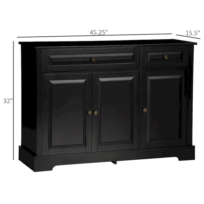 Modern Sideboard Buffet Cabinet with 2 Drawers and Adjustable Shelves - Ideal Coffee Bar Storage 3