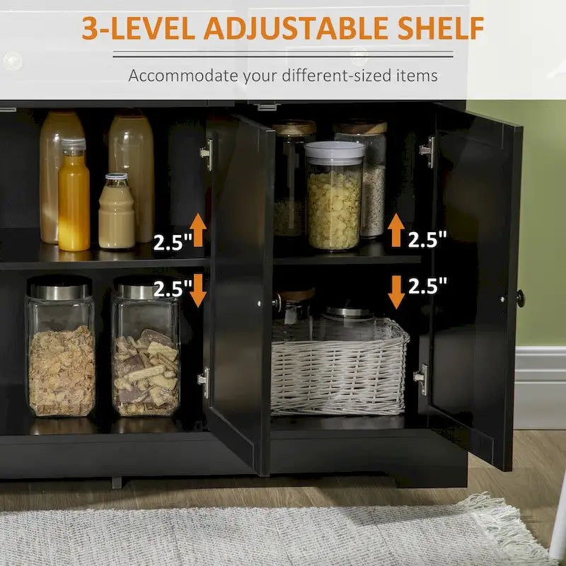 Modern Sideboard Buffet Cabinet with 2 Drawers and Adjustable Shelves - Ideal Coffee Bar Storage 5