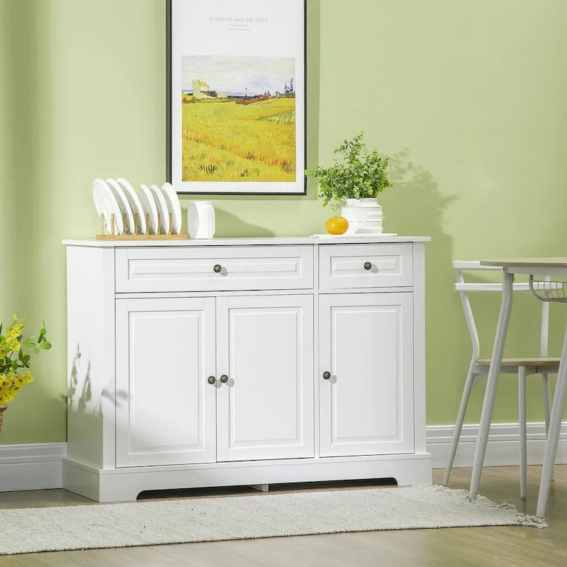 Modern Sideboard Buffet Cabinet with 2 Drawers and Adjustable Shelves - Ideal Coffee Bar Storage 11