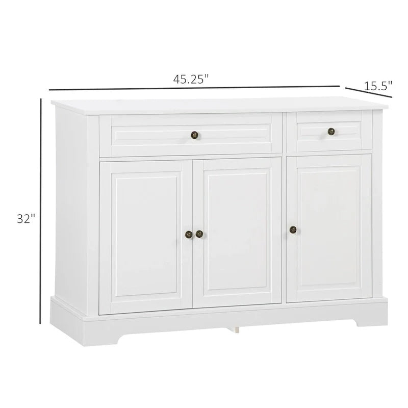 Modern Sideboard Buffet Cabinet with 2 Drawers and Adjustable Shelves - Ideal Coffee Bar Storage 12