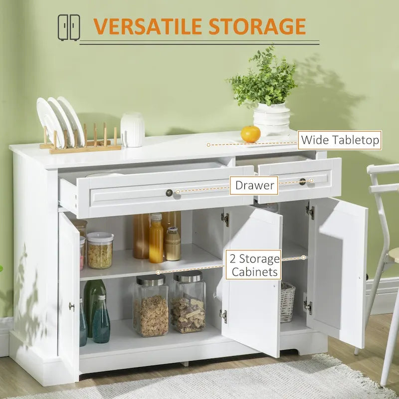 Modern Sideboard Buffet Cabinet with 2 Drawers and Adjustable Shelves - Ideal Coffee Bar Storage 13