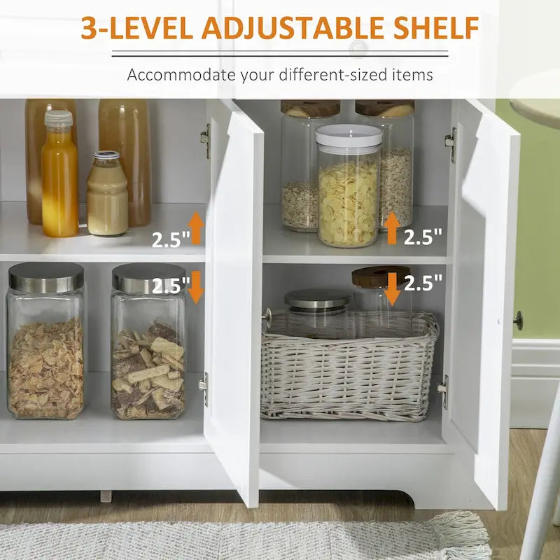 Modern Sideboard Buffet Cabinet with 2 Drawers and Adjustable Shelves - Ideal Coffee Bar Storage 14
