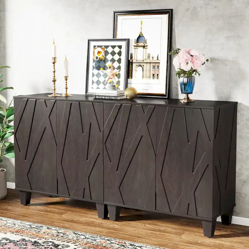 55-Inch Sideboard Buffet Cabinet with Adjustable Shelves for Kitchen and Dining Room 16