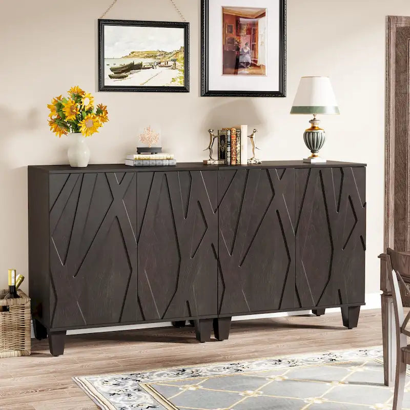 55-Inch Sideboard Buffet Cabinet with Adjustable Shelves for Kitchen and Dining Room 9