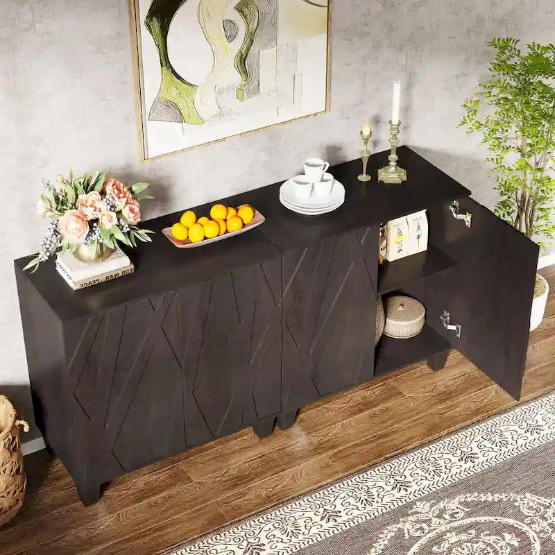 55-Inch Sideboard Buffet Cabinet with Adjustable Shelves for Kitchen and Dining Room 12