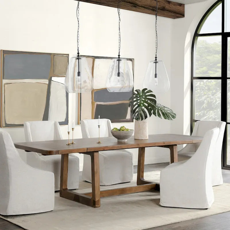 Classic Home Lyra Extendable Dining Table in Smoke Brown - Adjustable Width 80-110W x 39D x 30H 1