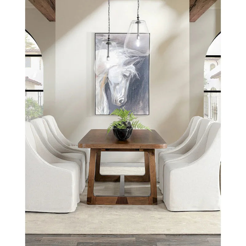Classic Home Lyra Extendable Dining Table in Smoke Brown - Adjustable Width 80-110W x 39D x 30H 2