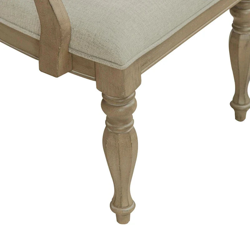 Set of 2 Magnolia Manor Weathered Bisque Upholstered Arm Chairs with Splat Back Design 10
