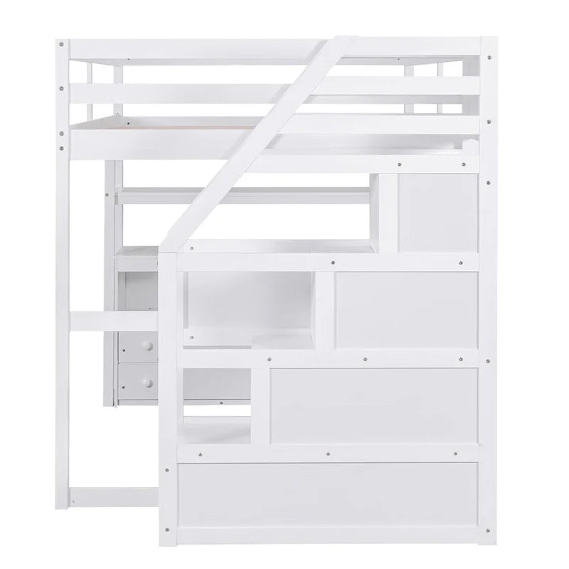 Merax Loft Bed with Integrated Desk and Storage Shelves 13