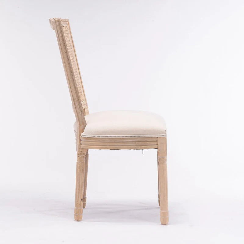 Set of 2 Antique Rattan-Back Dining Chairs with Solid Wood Frame 4