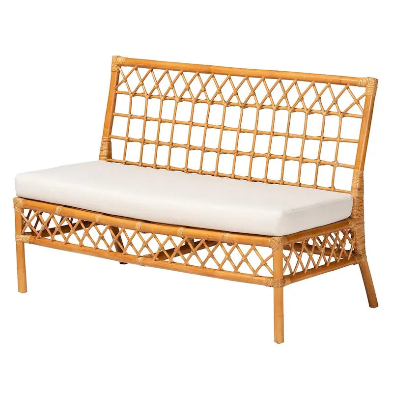 Capella Contemporary Bohemian Honey Rattan Dining Bench 2