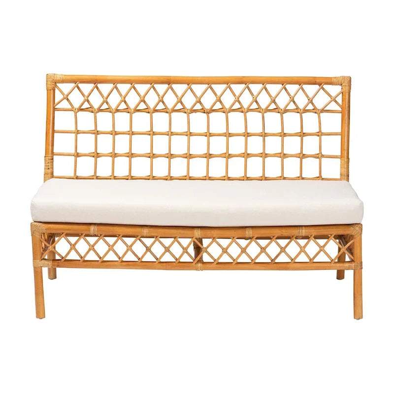 Capella Contemporary Bohemian Honey Rattan Dining Bench 3