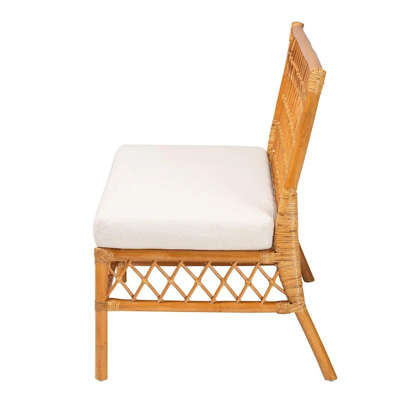 Capella Contemporary Bohemian Honey Rattan Dining Bench 4