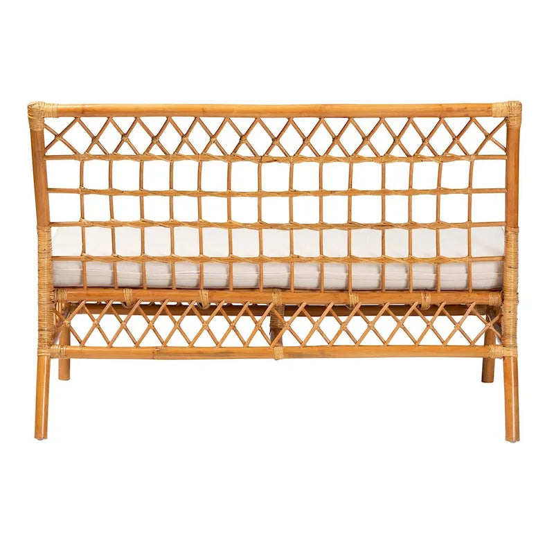 Capella Contemporary Bohemian Honey Rattan Dining Bench 5