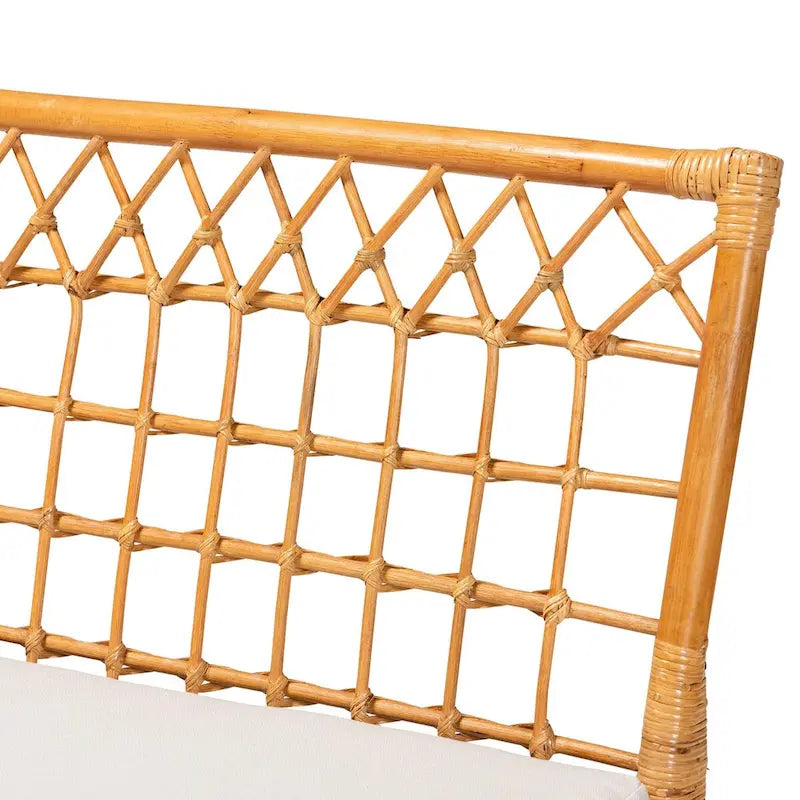 Capella Contemporary Bohemian Honey Rattan Dining Bench 6