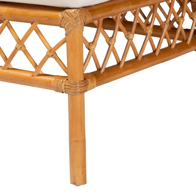 Capella Contemporary Bohemian Honey Rattan Dining Bench 7