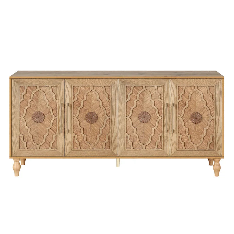 Large Floral Carved Storage Cabinet - Sideboard Buffet 4