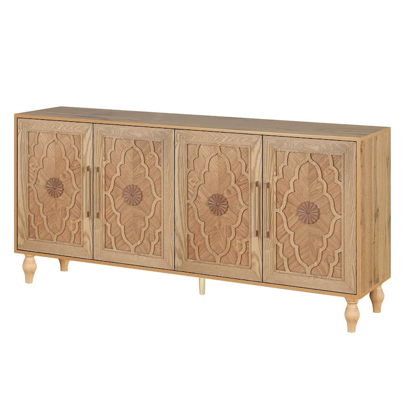 Large Floral Carved Storage Cabinet - Sideboard Buffet 5