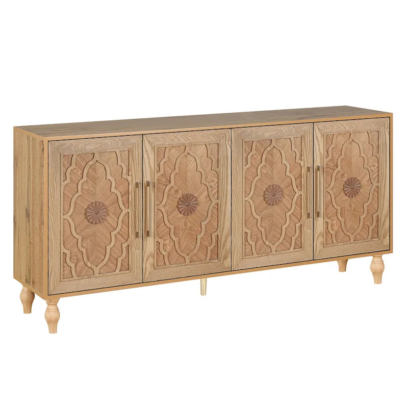 Large Floral Carved Storage Cabinet - Sideboard Buffet 8