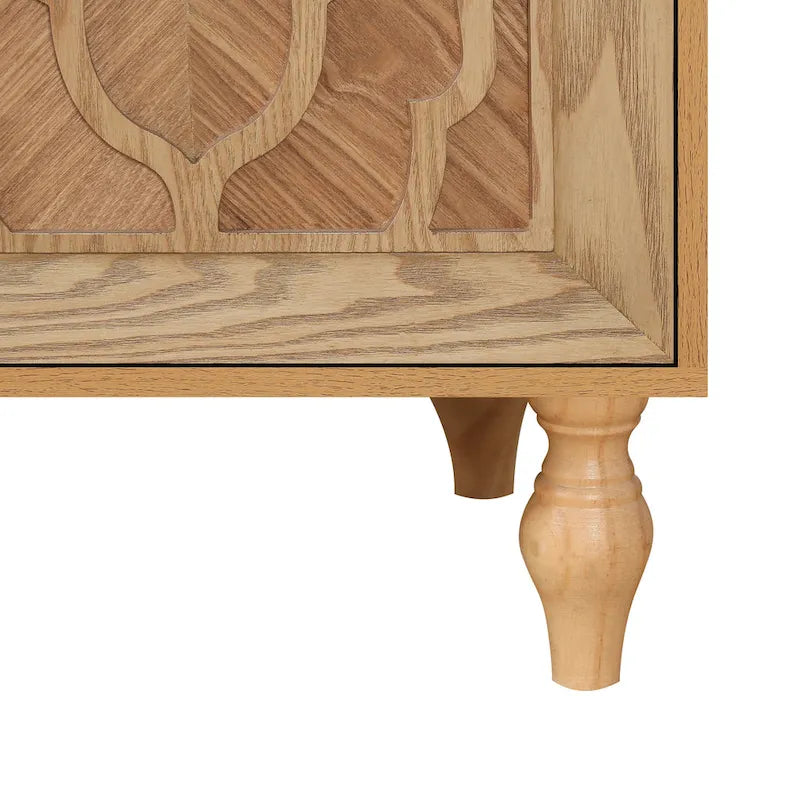 Carved Sideboard Cabinet with Storage Doors and Wooden Frame 9
