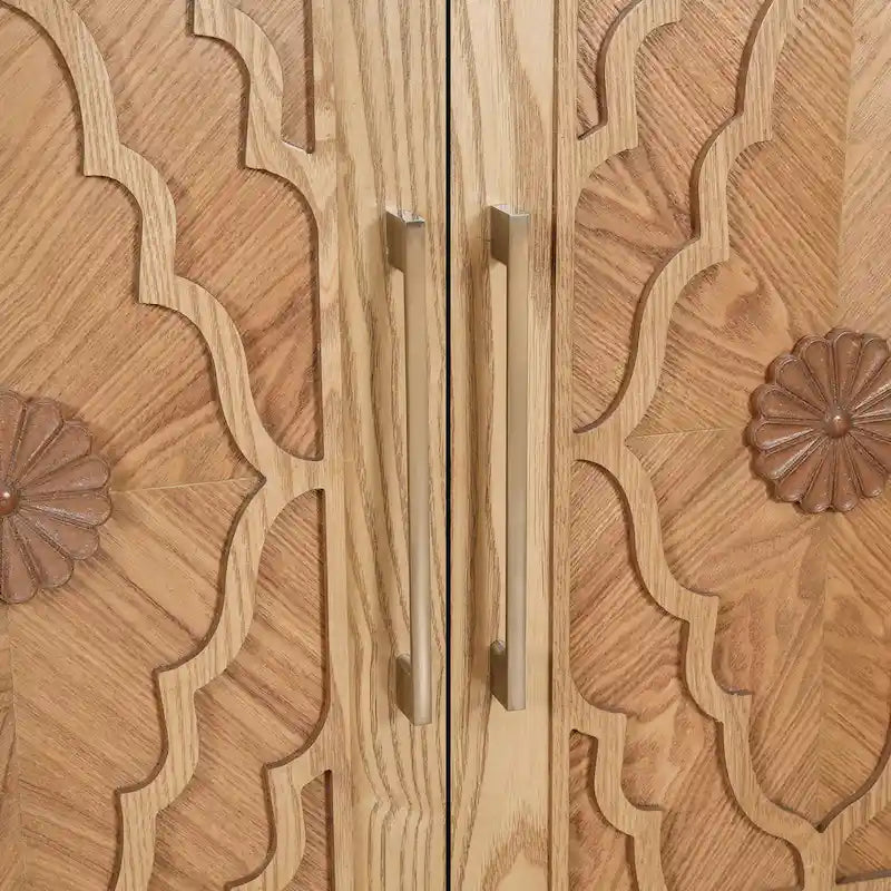 Large Floral Carved Storage Cabinet - Sideboard Buffet 11