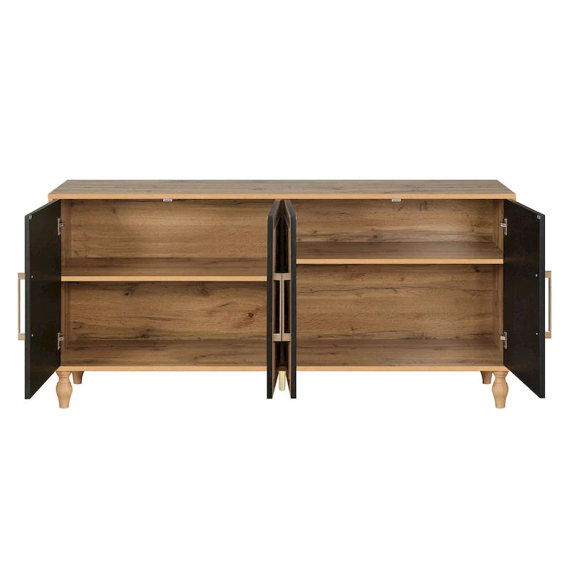 Carved Sideboard Cabinet with Storage Doors and Wooden Frame 14
