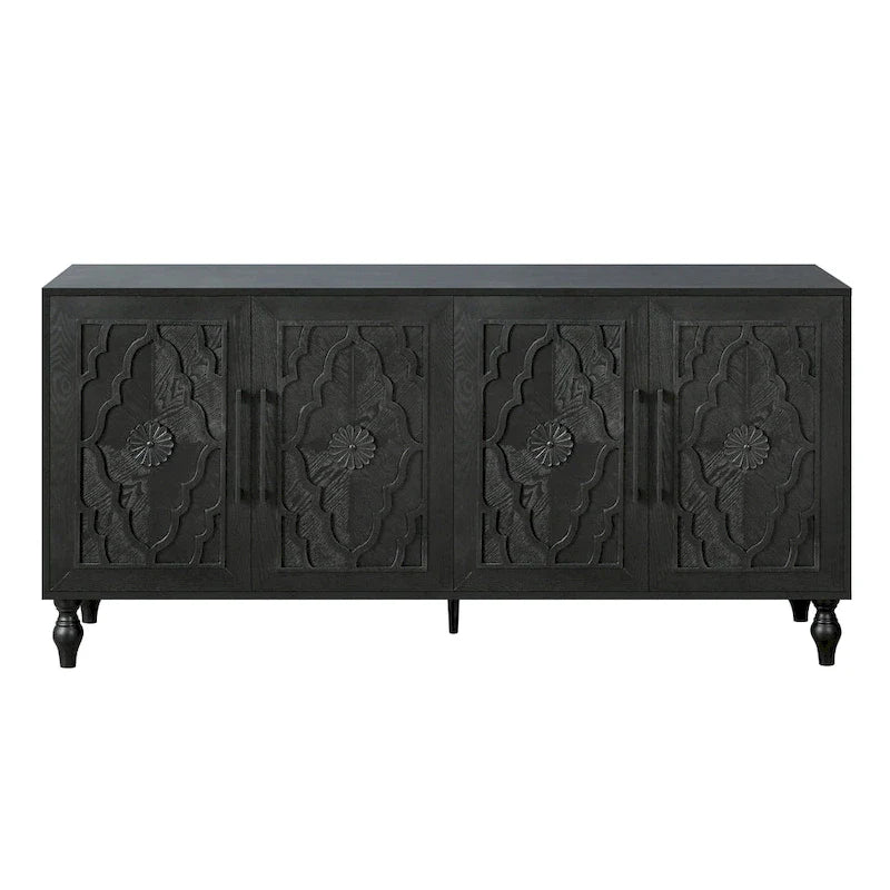 Large Floral Carved Storage Cabinet - Sideboard Buffet 29