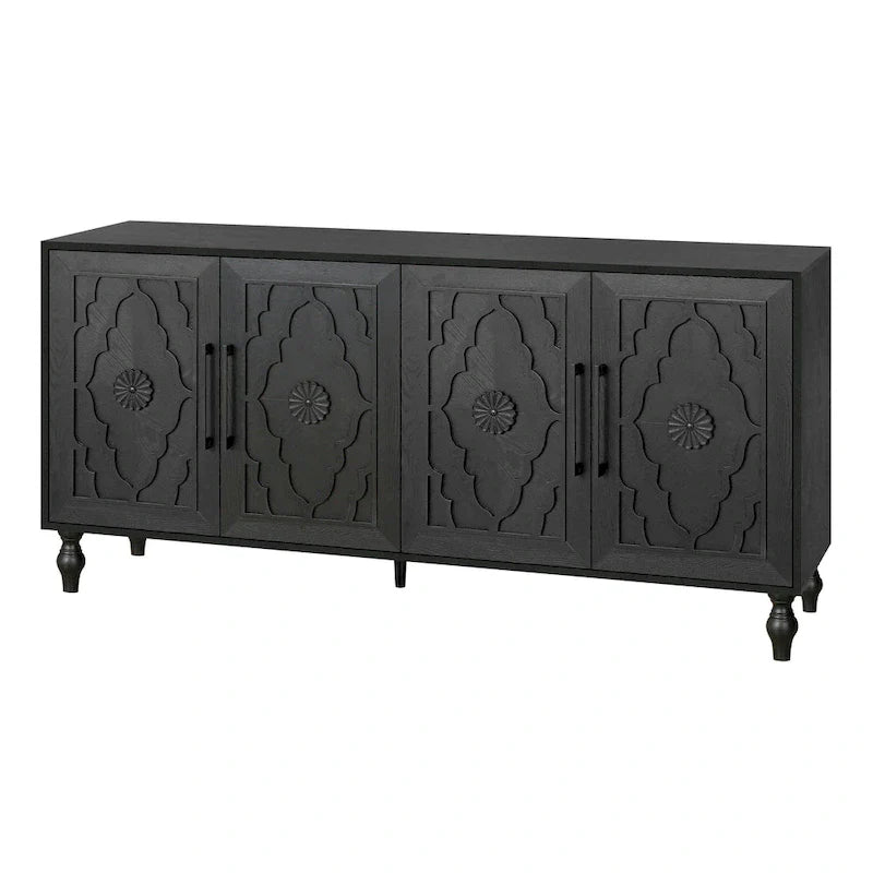 Large Floral Carved Storage Cabinet - Sideboard Buffet 31