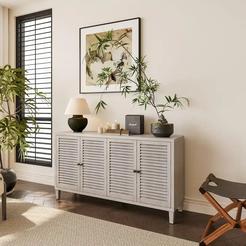 Modern Sideboard Cabinet with Shutter Doors and Adjustable Shelves 4