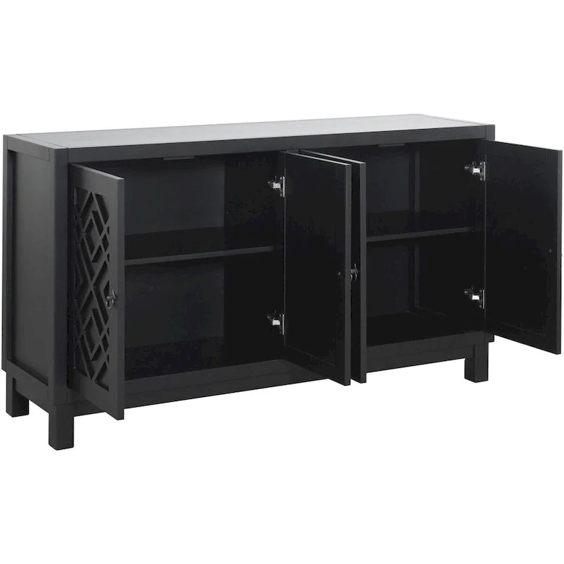 Spacious 4-Door Sideboard Buffet Cabinet with Pull Ring Handles 9