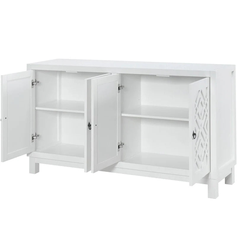 Spacious 4-Door Sideboard Buffet Cabinet with Pull Ring Handles 16