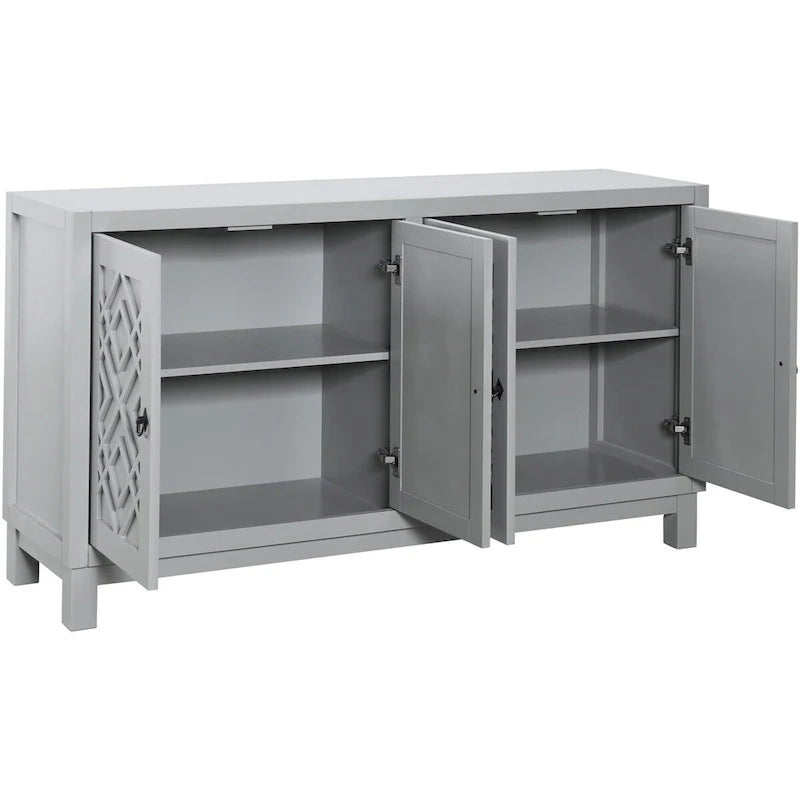 Spacious 4-Door Sideboard Buffet Cabinet with Pull Ring Handles 22