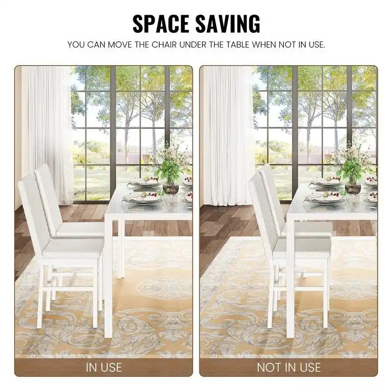 Grondin Contemporary 5-Piece Dining Set with Tempered Glass Table and 4 Diamond-Stitched PU Leather Chairs 19