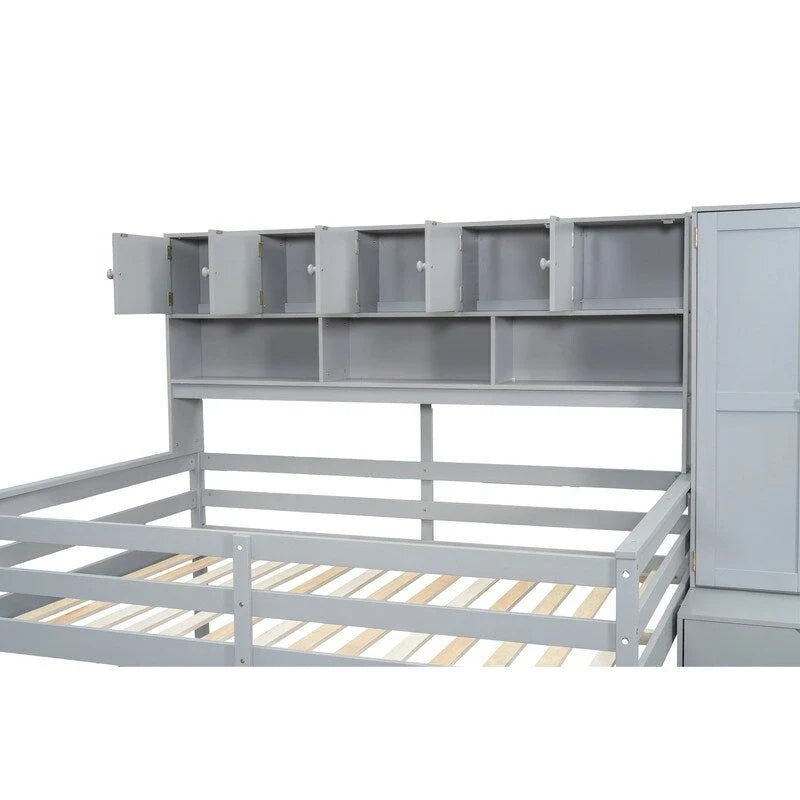 Spacious Wooden Loft Bed with Ample Storage, Under-Bed Desk, Drawers, and Shelves 5