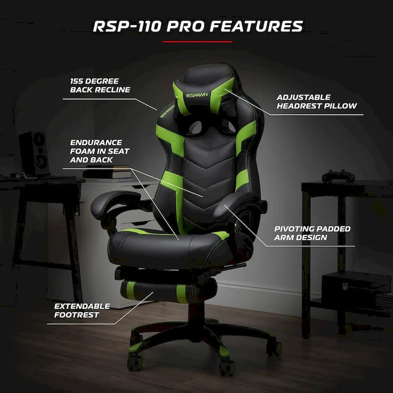 RESPAWN 110 Pro Ergonomic Gaming Chair with Footrest - Ideal Computer Desk Chair 7