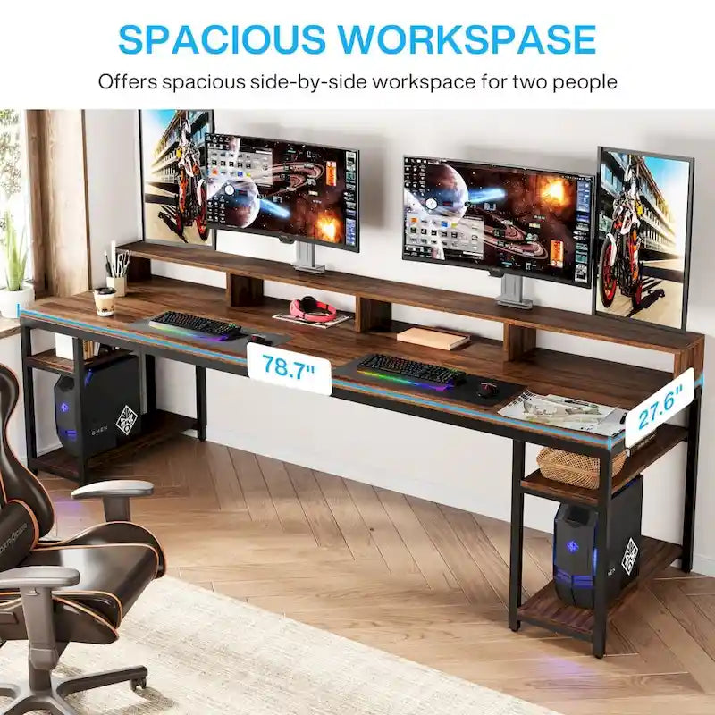78.7-Inch Extra Long Double Desk for Two, Ideal for Home Office Use 4