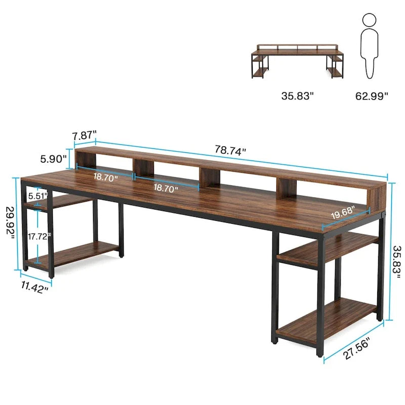 78.7-Inch Extra Long Double Desk for Two, Ideal for Home Office Use 5