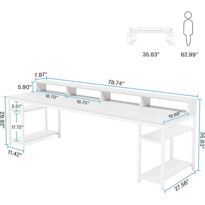 78.7-Inch Extra Long Double Desk for Two, Ideal for Home Office Use 9